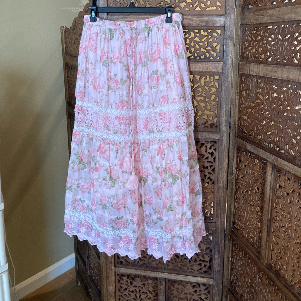 LoveShackFancy Pink Floral Zinnia Skirt - Picture 7 of 9
